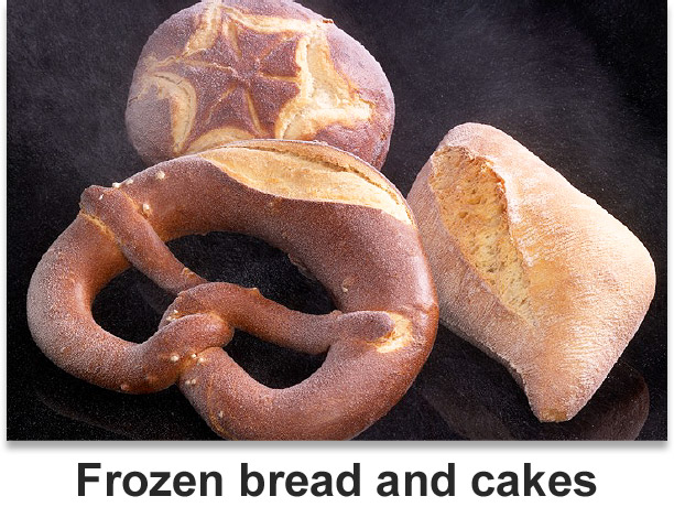 Frozen bread and cakes